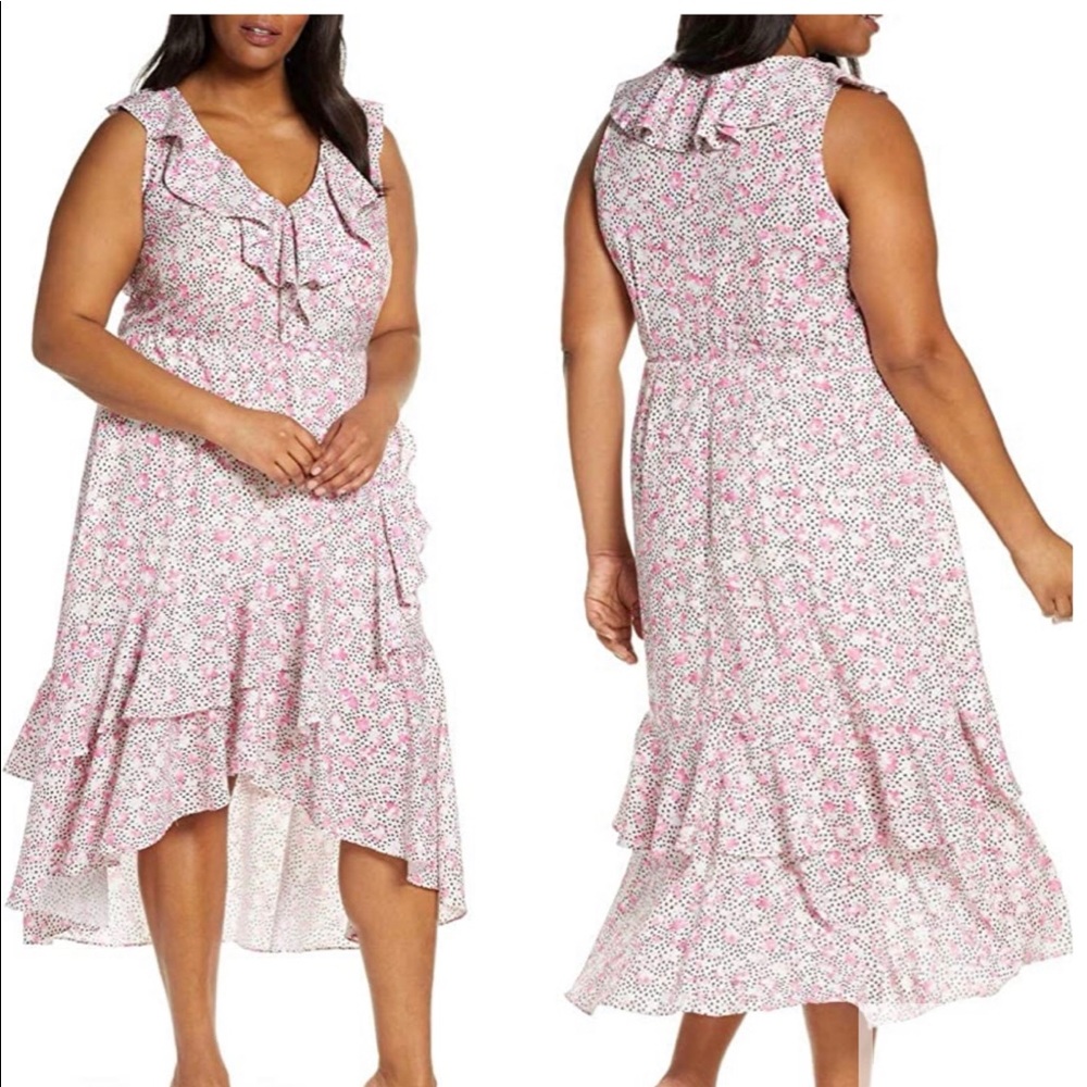 ELOQUII Ruffle Detail High Low Dress Plus 22